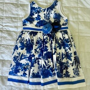 Elegant Blue Floral Kids Dress